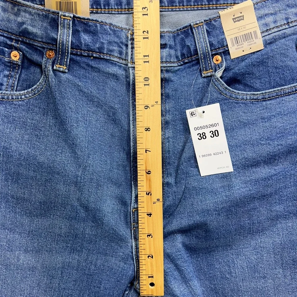 NEW Levi's 505 Jeans Men's 38x30 Blue Denim Regular Fit Straight Leg Stretch
